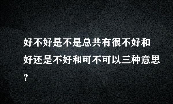 好不好是不是总共有很不好和好还是不好和可不可以三种意思？