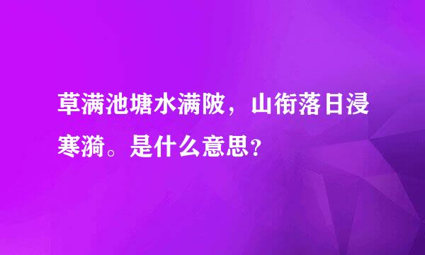 草满池塘水满陂，山衔落日浸寒漪。是什么意思？