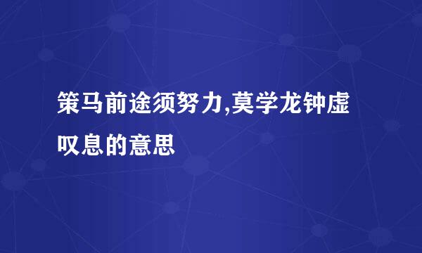 策马前途须努力,莫学龙钟虚叹息的意思