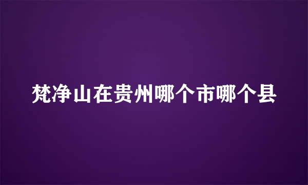 梵净山在贵州哪个市哪个县