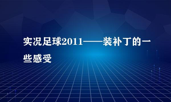 实况足球2011——装补丁的一些感受