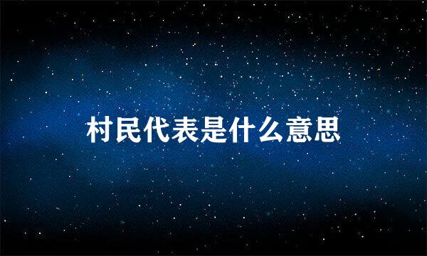 村民代表是什么意思