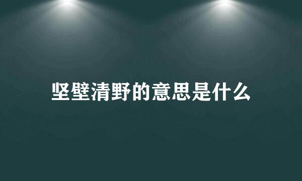 坚壁清野的意思是什么