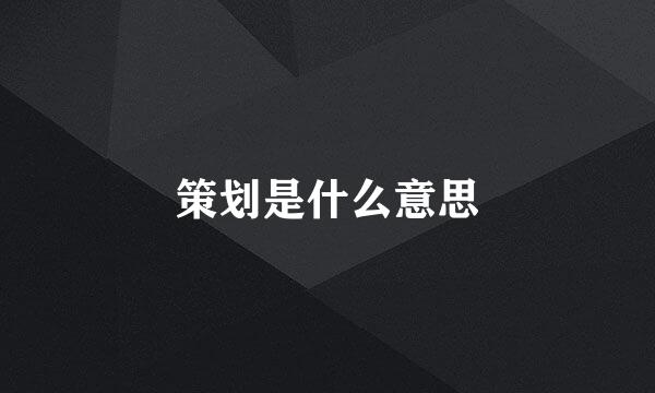 策划是什么意思