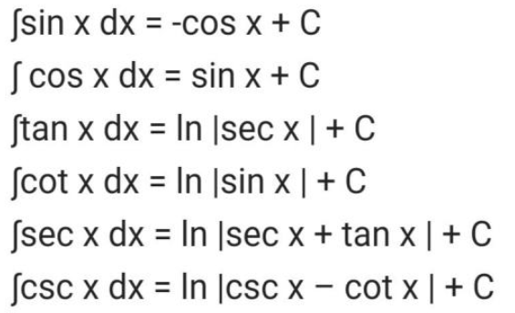 三角函数积分的公式？