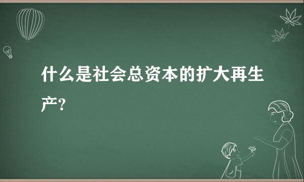 什么是社会总资本的扩大再生产?