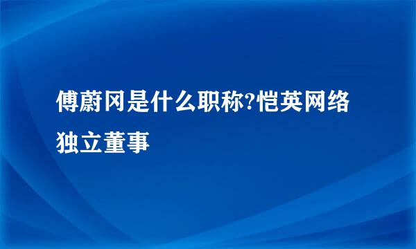 傅蔚冈是什么职称?恺英网络独立董事