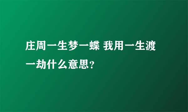 庄周一生梦一蝶 我用一生渡一劫什么意思？