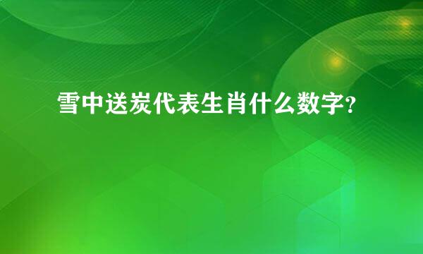 雪中送炭代表生肖什么数字？