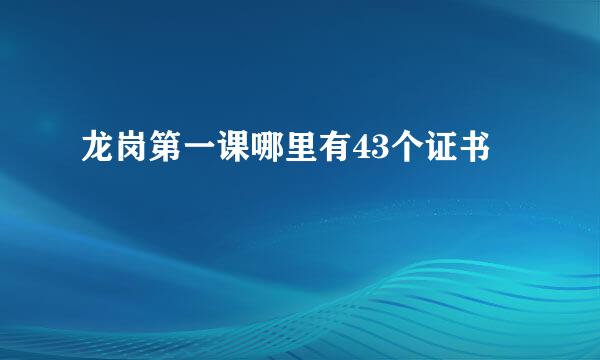 龙岗第一课哪里有43个证书