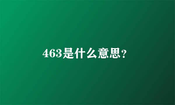 463是什么意思？