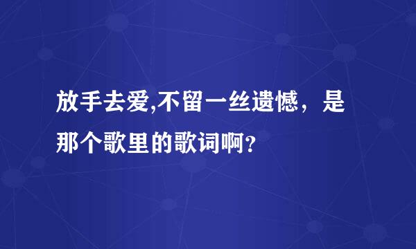 放手去爱,不留一丝遗憾，是那个歌里的歌词啊？