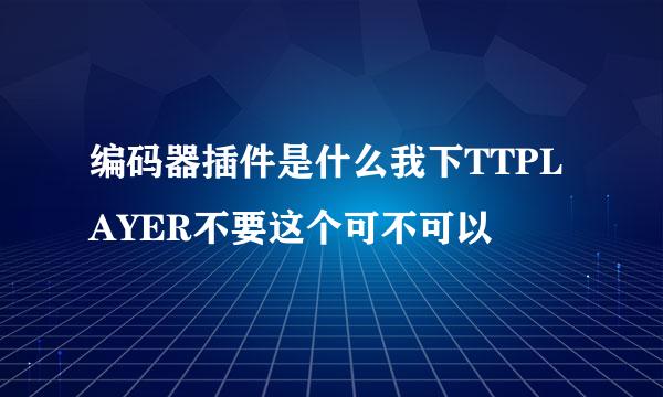 编码器插件是什么我下TTPLAYER不要这个可不可以