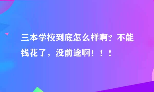 三本学校到底怎么样啊？不能钱花了，没前途啊！！！