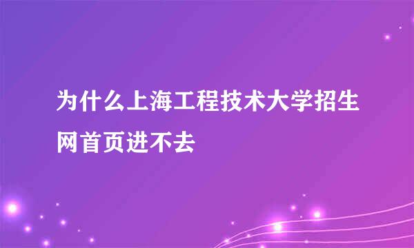 为什么上海工程技术大学招生网首页进不去