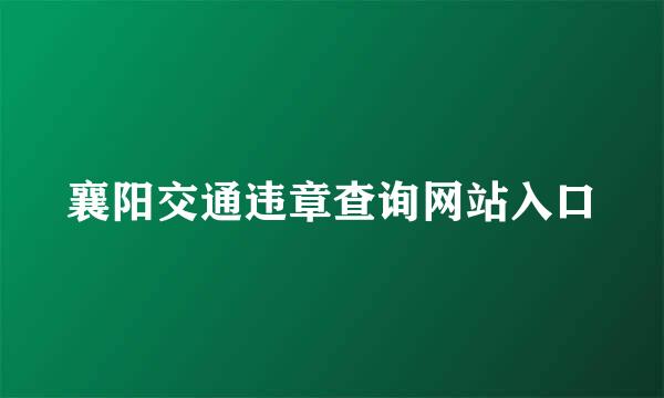 襄阳交通违章查询网站入口