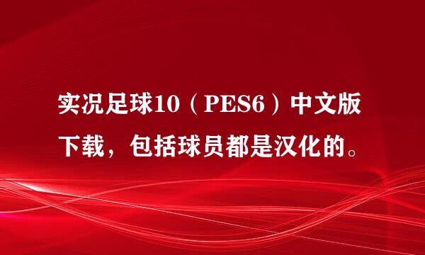 实况足球10（PES6）中文版下载，包括球员都是汉化的。