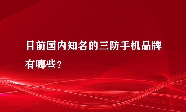 目前国内知名的三防手机品牌有哪些？