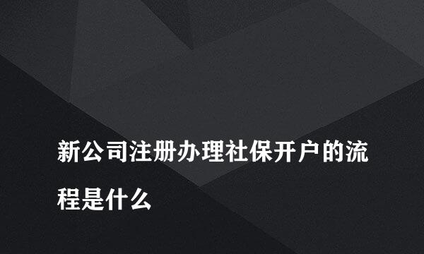 
新公司注册办理社保开户的流程是什么
