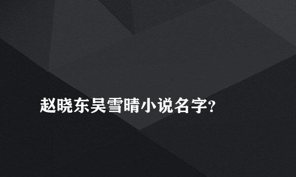 
赵晓东吴雪晴小说名字？
