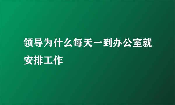 领导为什么每天一到办公室就安排工作