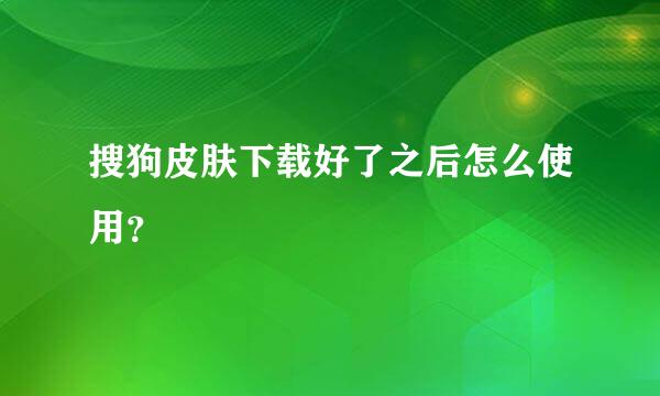 搜狗皮肤下载好了之后怎么使用？