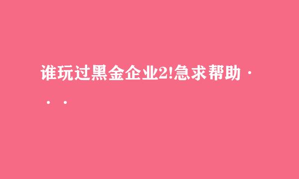 谁玩过黑金企业2!急求帮助···