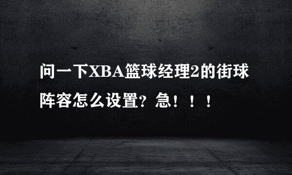 问一下XBA篮球经理2的街球阵容怎么设置？急！！！