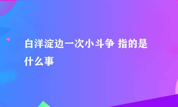 白洋淀边一次小斗争 指的是什么事