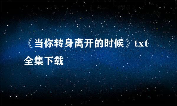 《当你转身离开的时候》txt全集下载