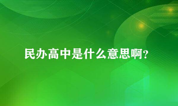 民办高中是什么意思啊？