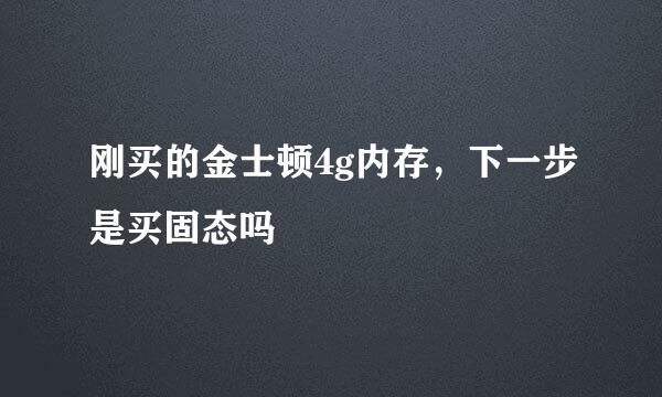 刚买的金士顿4g内存，下一步是买固态吗