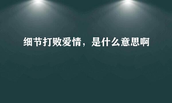 细节打败爱情，是什么意思啊