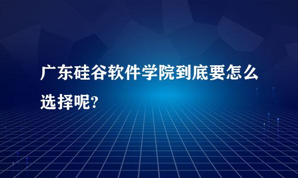 广东硅谷软件学院到底要怎么选择呢?