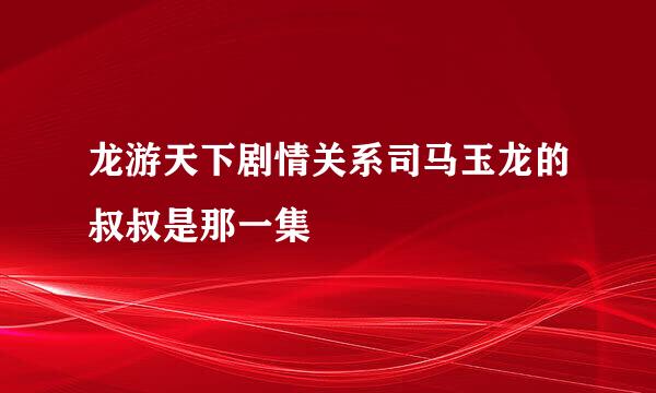 龙游天下剧情关系司马玉龙的叔叔是那一集