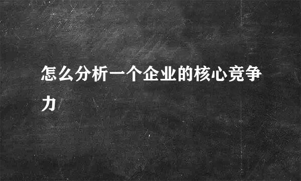 怎么分析一个企业的核心竞争力