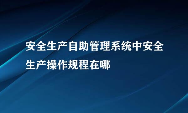 安全生产自助管理系统中安全生产操作规程在哪