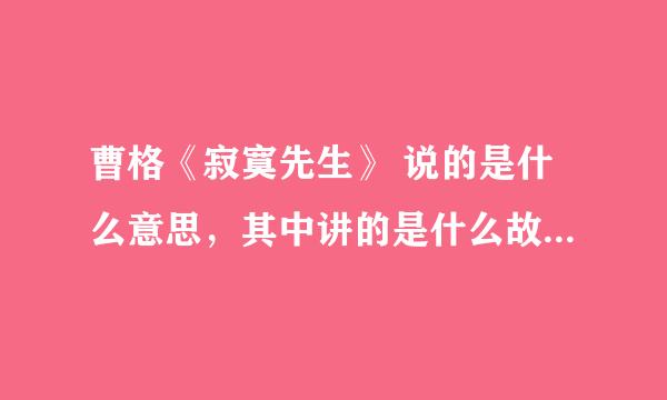 曹格《寂寞先生》 说的是什么意思，其中讲的是什么故事，这首歌想表达的是什么？请高人讲解！