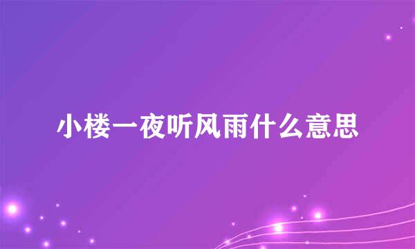 小楼一夜听风雨什么意思