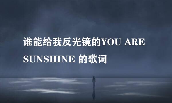 谁能给我反光镜的YOU ARE SUNSHINE 的歌词