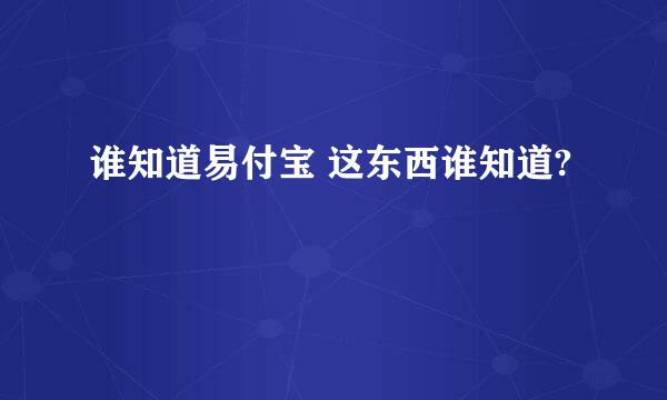 谁知道易付宝 这东西谁知道?