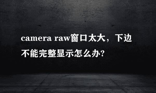 camera raw窗口太大，下边不能完整显示怎么办?