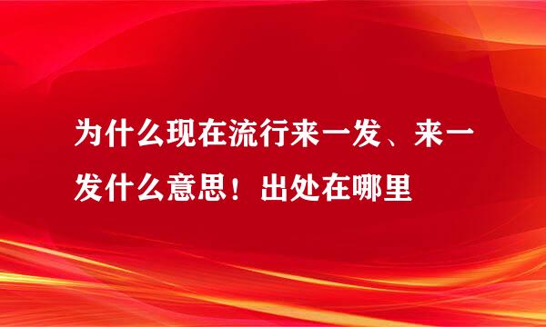 为什么现在流行来一发、来一发什么意思！出处在哪里