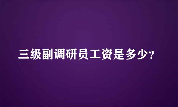 三级副调研员工资是多少？