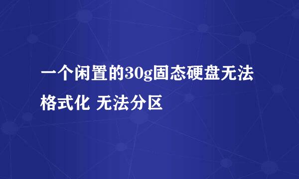 一个闲置的30g固态硬盘无法格式化 无法分区