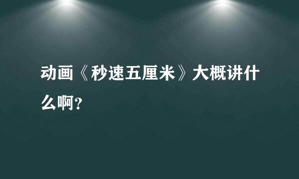 动画《秒速五厘米》大概讲什么啊？