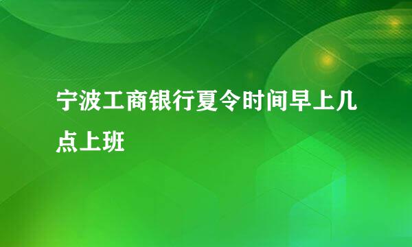 宁波工商银行夏令时间早上几点上班