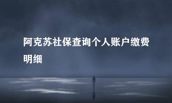 阿克苏社保查询个人账户缴费明细