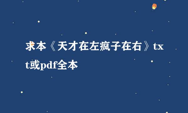 求本《天才在左疯子在右》txt或pdf全本