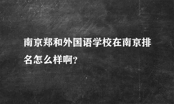 南京郑和外国语学校在南京排名怎么样啊？